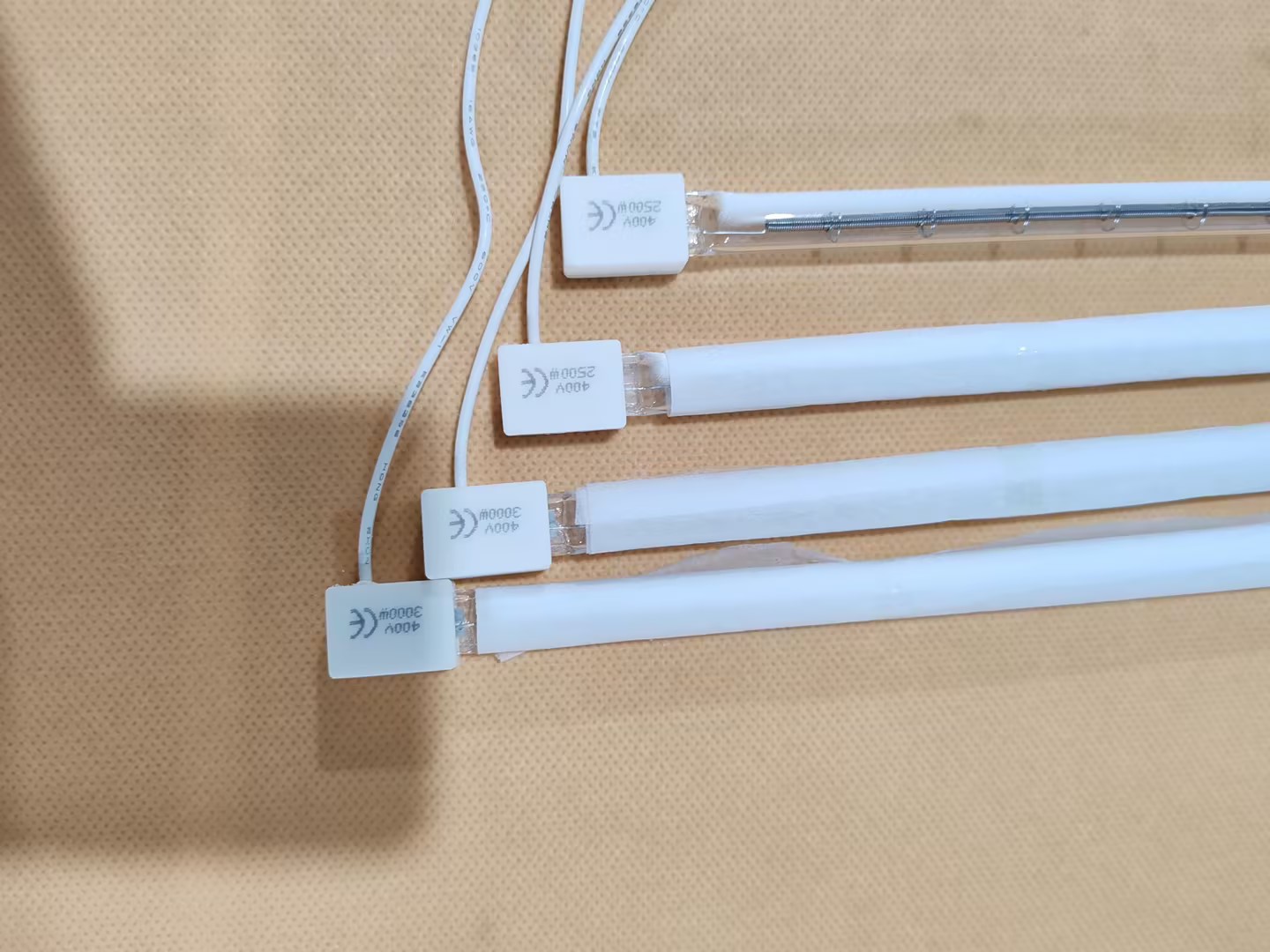 High Quality Half white 380mm 400v 2500w halogen heating lamp with SK15 ceramic